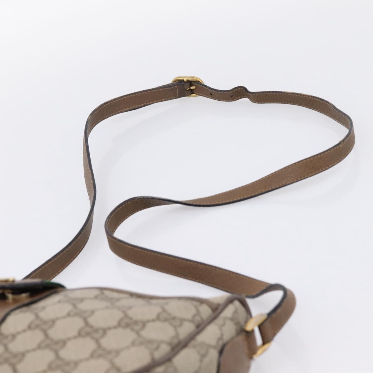 GUCCI GG Supreme Web Sherry Line Bag PVC Beige Gold 89 02 032 Auth 199582