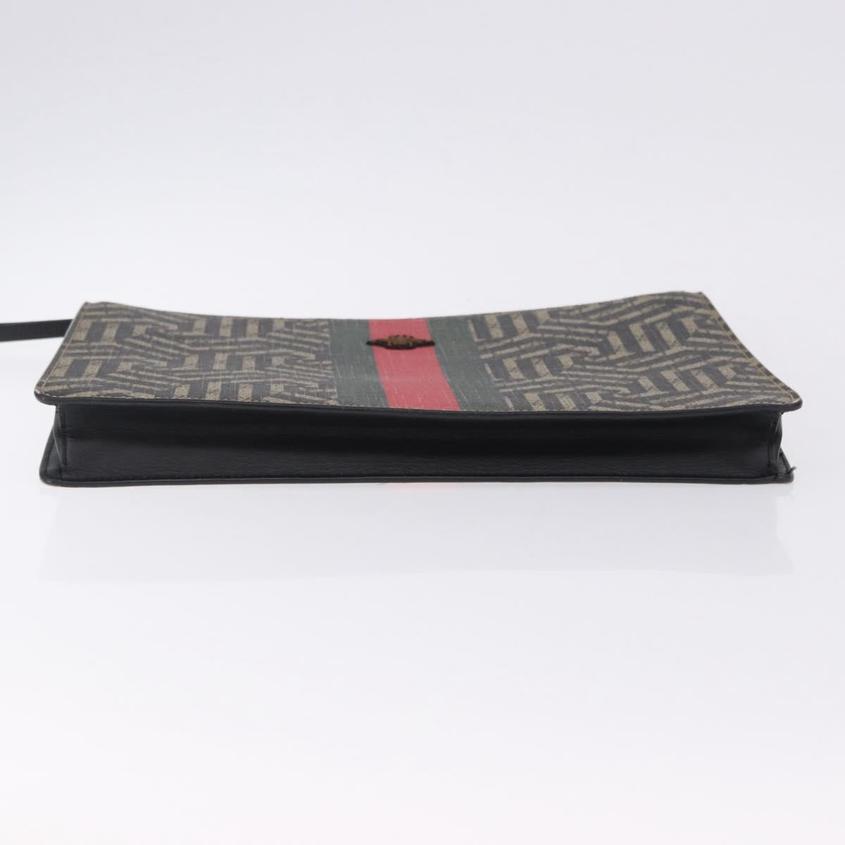 GUCCI GG Caleido Web Sherry Line Clutch Bag PVC Beige Silver 429004 Auth 199583A