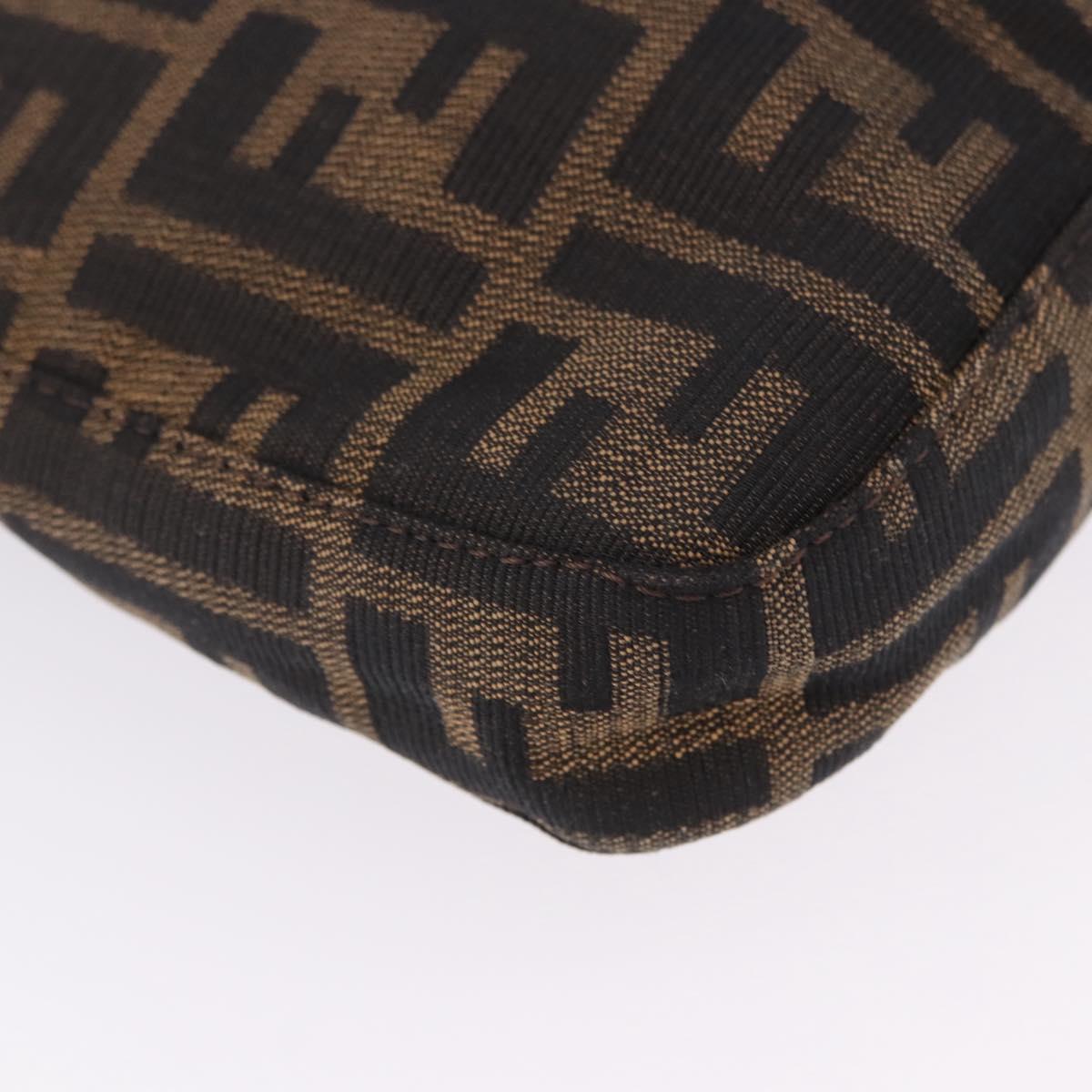 FENDI Zucca Canvas Mamma Baguette Shoulder Bag Brown Black Auth 199587V
