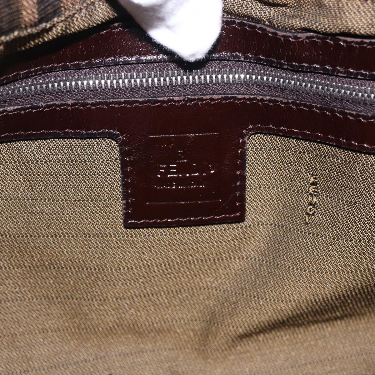 FENDI Zucca Canvas Mamma Baguette Shoulder Bag Brown Black Auth 199587V