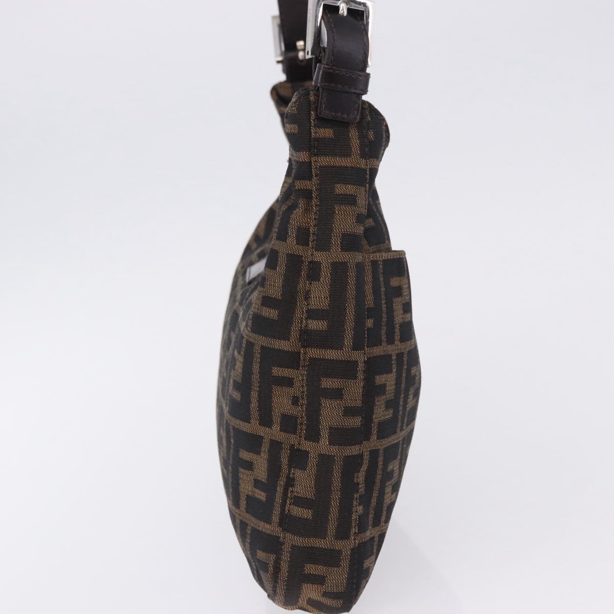 FENDI Zucca Canvas Mamma Baguette Shoulder Bag Brown Black Auth 199587V
