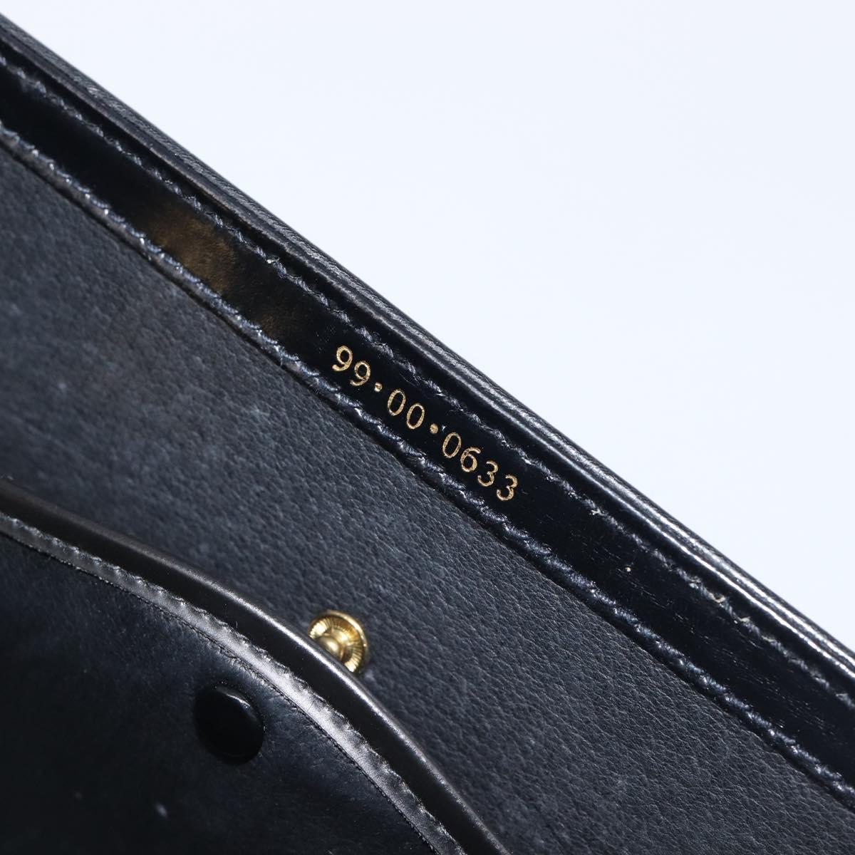 GUCCI Bamboo Hand Bag Leather Black Gold 99 00 0633 Auth 199588V