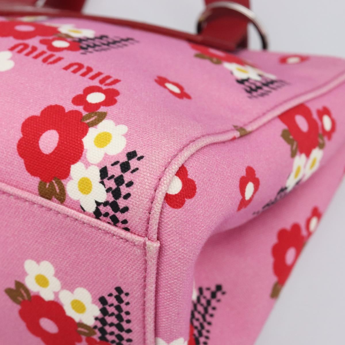 Miu Miu Hand Bag Canvas 2way Pink Gold Auth 199590M