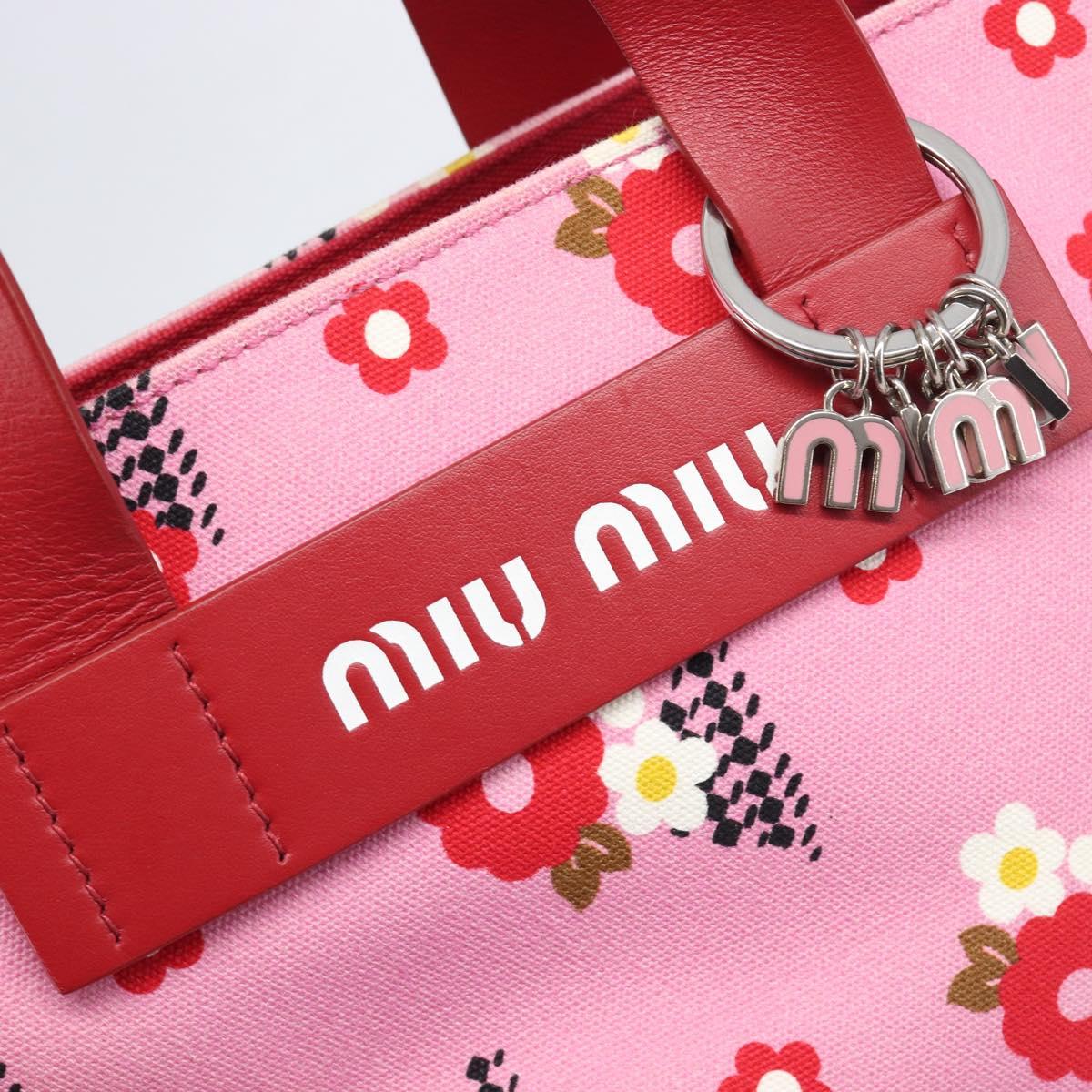 Miu Miu Hand Bag Canvas 2way Pink Gold Auth 199590M
