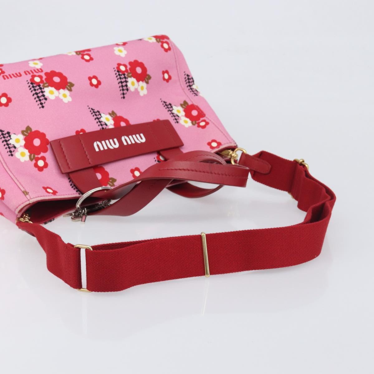 Miu Miu Hand Bag Canvas 2way Pink Gold Auth 199590M