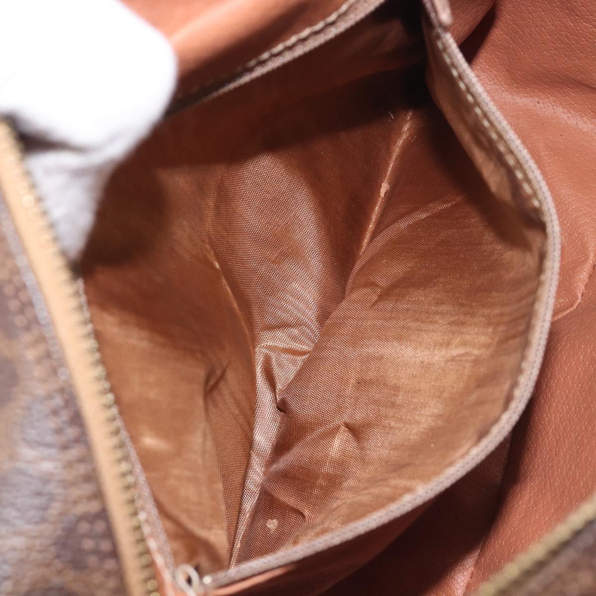 CELINE Macadam Canvas Shoulder Bag PVC Leather Brown Gold Auth 199592A