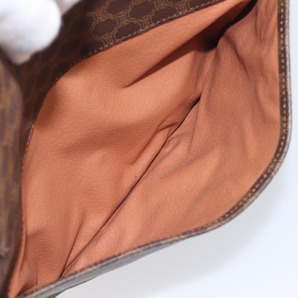 CELINE Macadam Canvas Shoulder Bag PVC Leather Brown Gold Auth 199592A