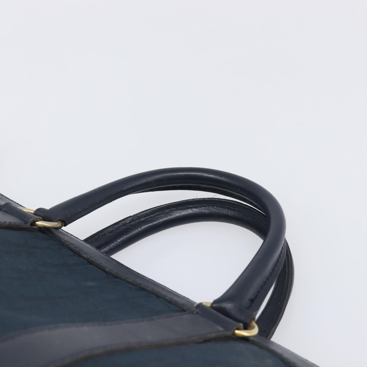 Christian Dior Trotter Canvas Hand Bag Navy Gold Auth 199593