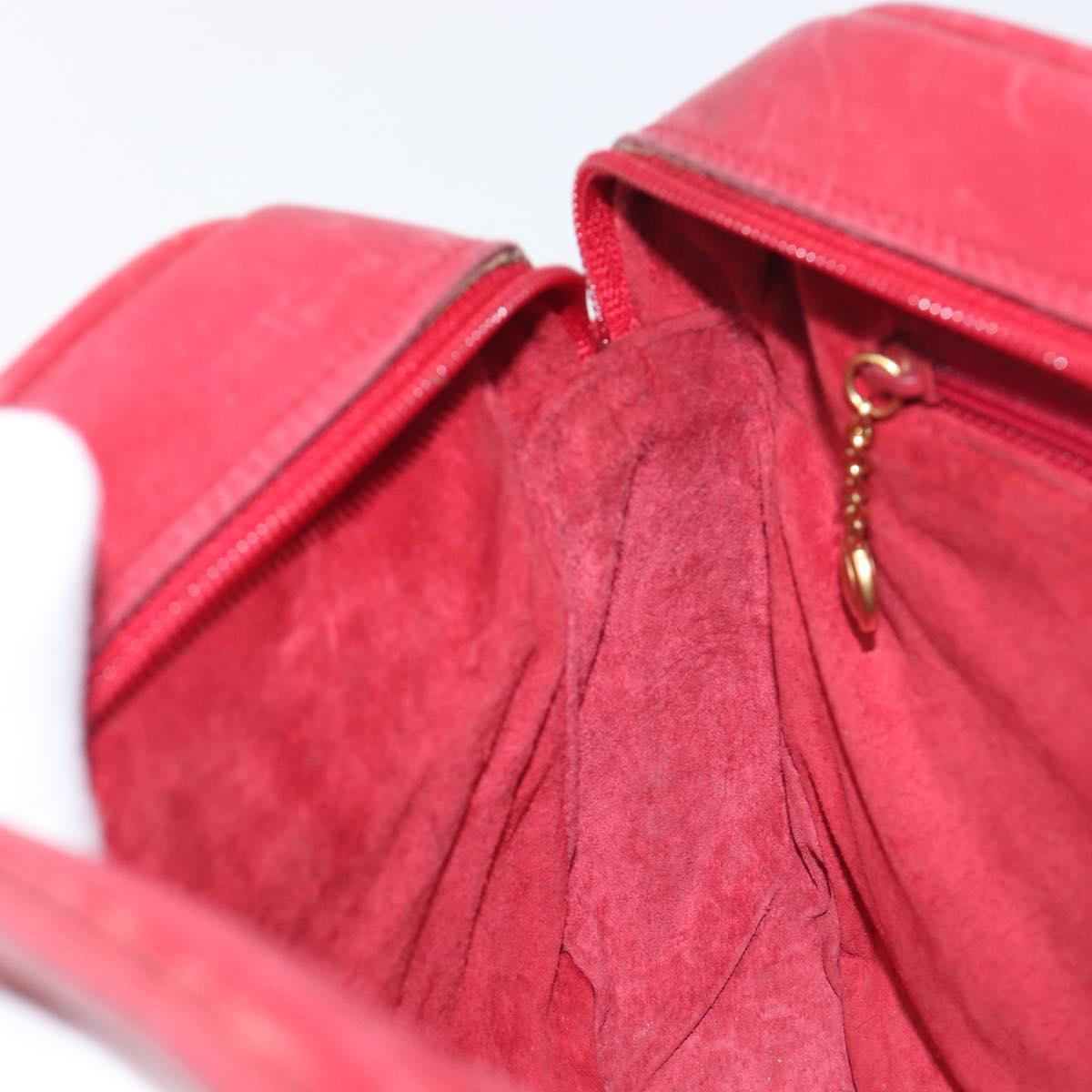 GUCCI Shoulder Bag Leather Red Gold Auth 199603