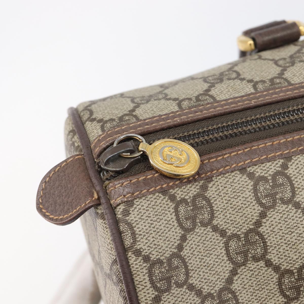GUCCI GG Supreme Boston Bag PVC Beige Gold 002 123 6842 Auth 199609