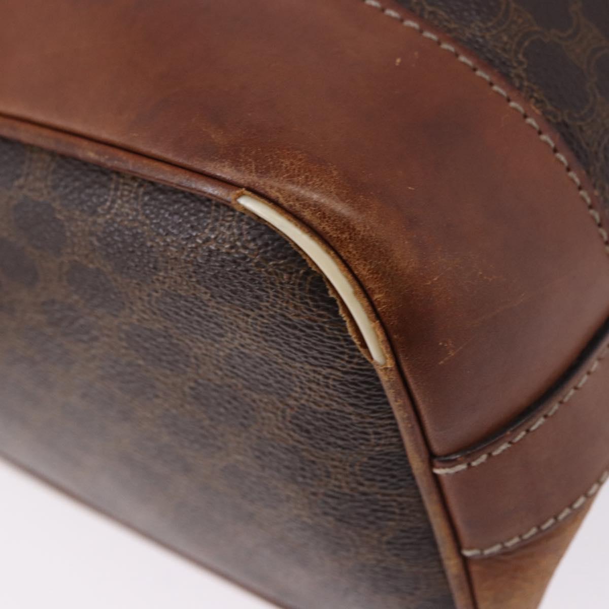 CELINE Macadam Canvas Shoulder Bag PVC Leather Brown Gold Auth 199612