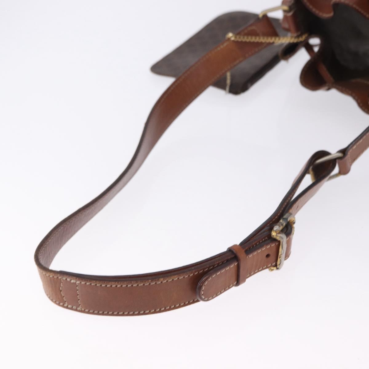 CELINE Macadam Canvas Shoulder Bag PVC Leather Brown Gold Auth 199612