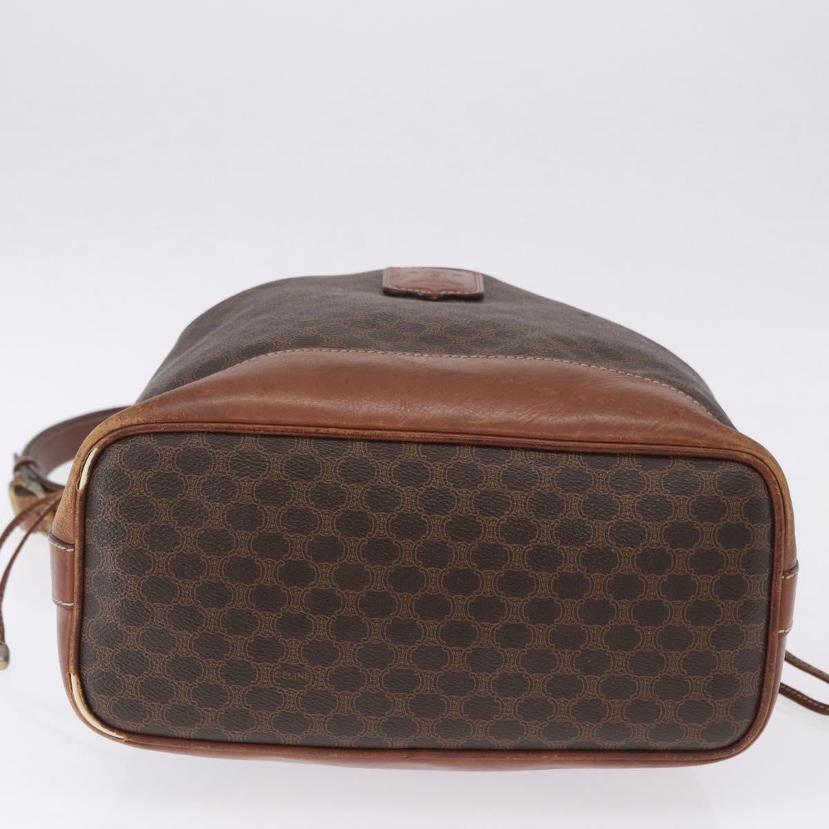 CELINE Macadam Canvas Shoulder Bag PVC Leather Brown Gold Auth 199612