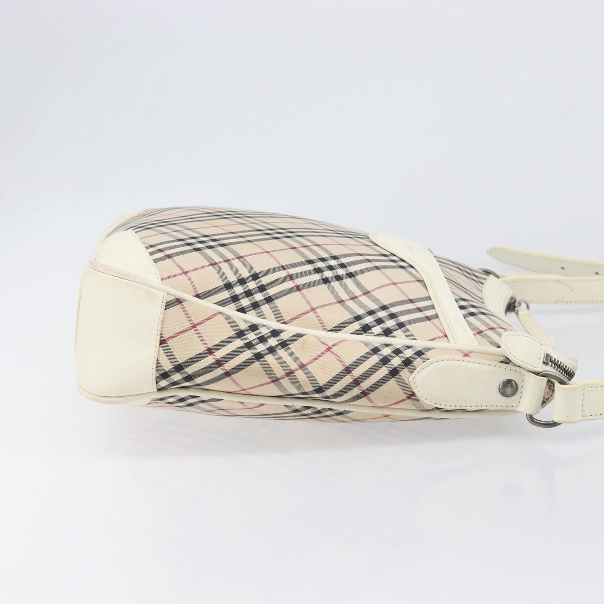 BURBERRY Nova Check Shoulder Bag Canvas Beige Silver Auth 199616