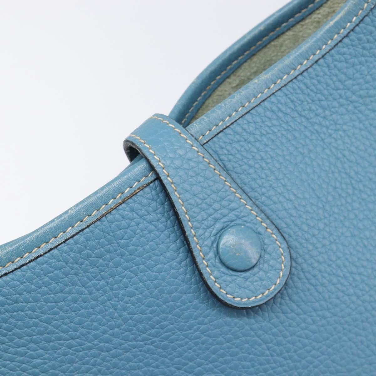 HERMES Evelyn 3PM Shoulder Bag Leather Blue Auth 199617V