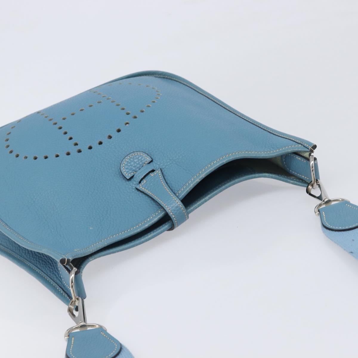 HERMES Evelyn 3PM Shoulder Bag Leather Blue Auth 199617V