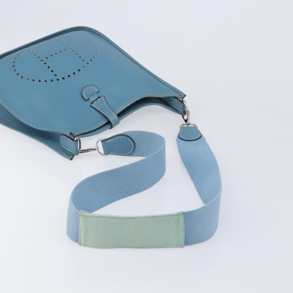 HERMES Evelyn 3PM Shoulder Bag Leather Blue Auth 199617V