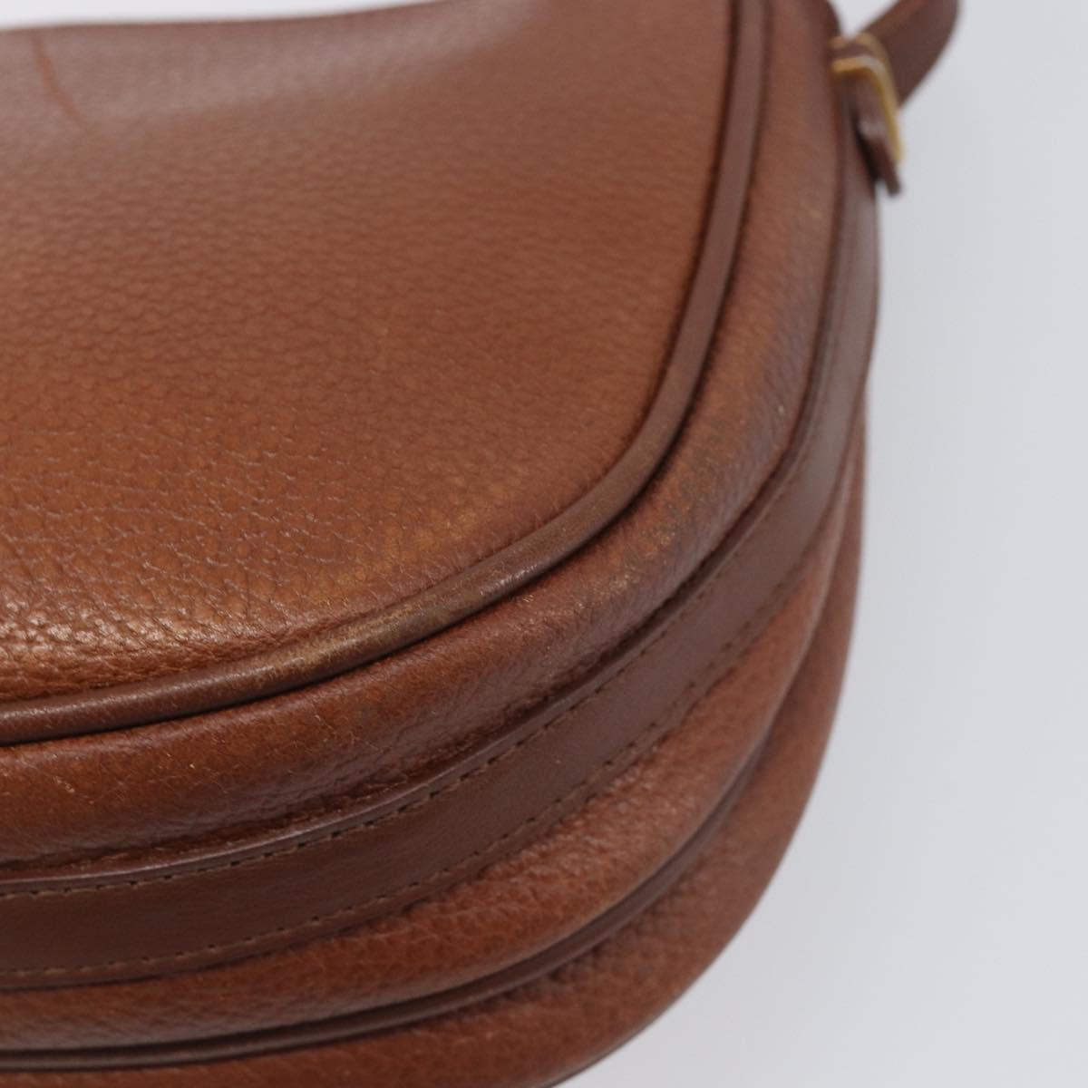 Burberrys Shoulder Bag Leather Brown Gold Auth 199618