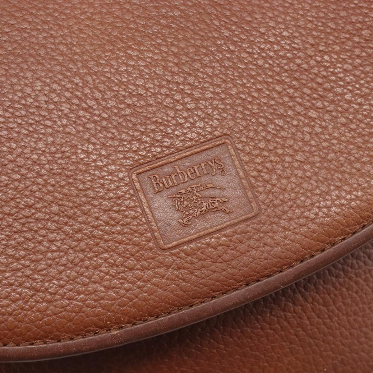 Burberrys Shoulder Bag Leather Brown Gold Auth 199618
