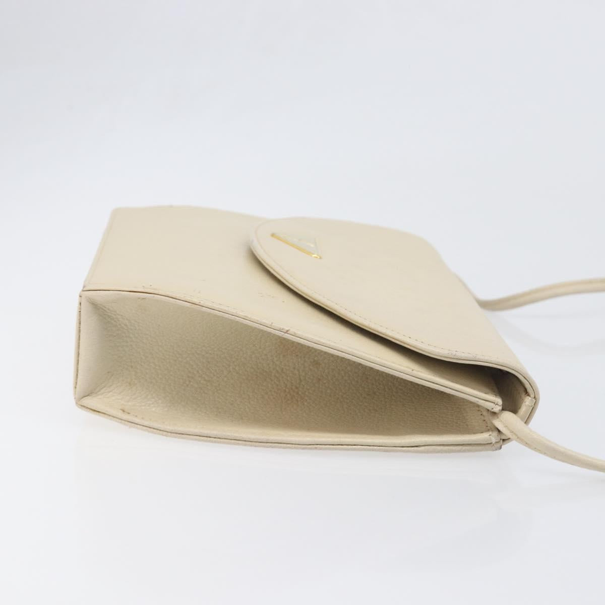 SAINT LAURENT Shoulder Bag Leather Ivory Gold Auth 199619