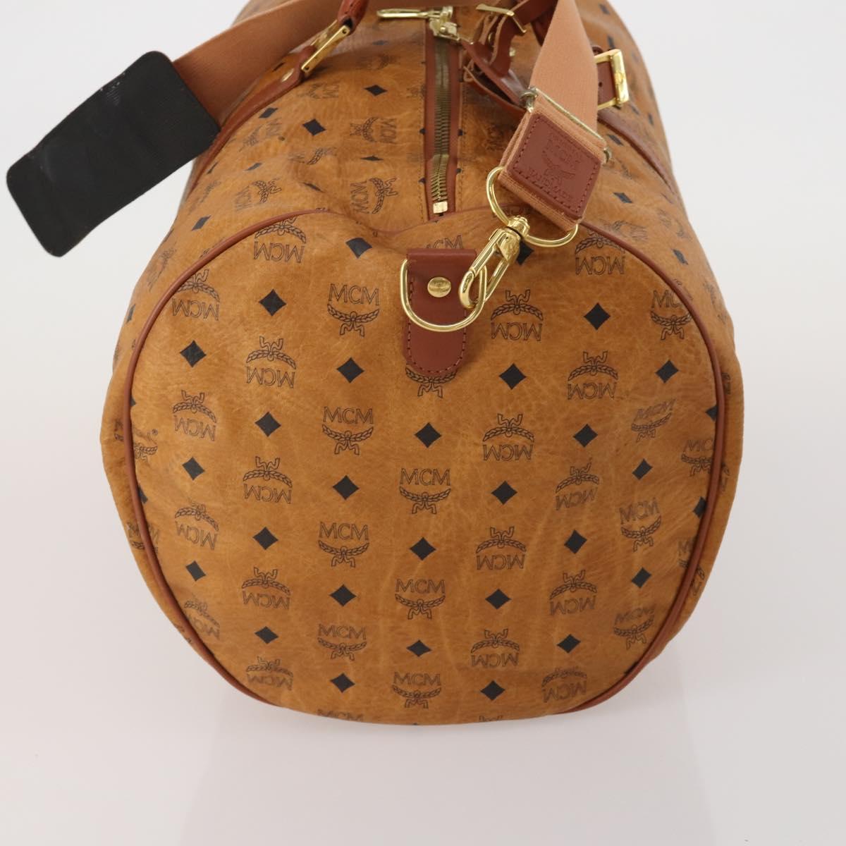 MCM Logogram Vicetos Boston Bag PVC Leather 2way Brown Gold Auth 199620