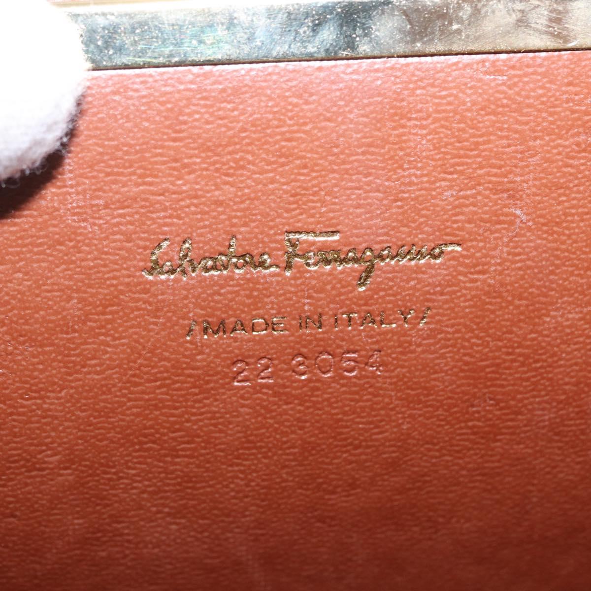 Salvatore Ferragamo Vala Chain Shoulder Bag Leather Brown Gold Auth 199629A