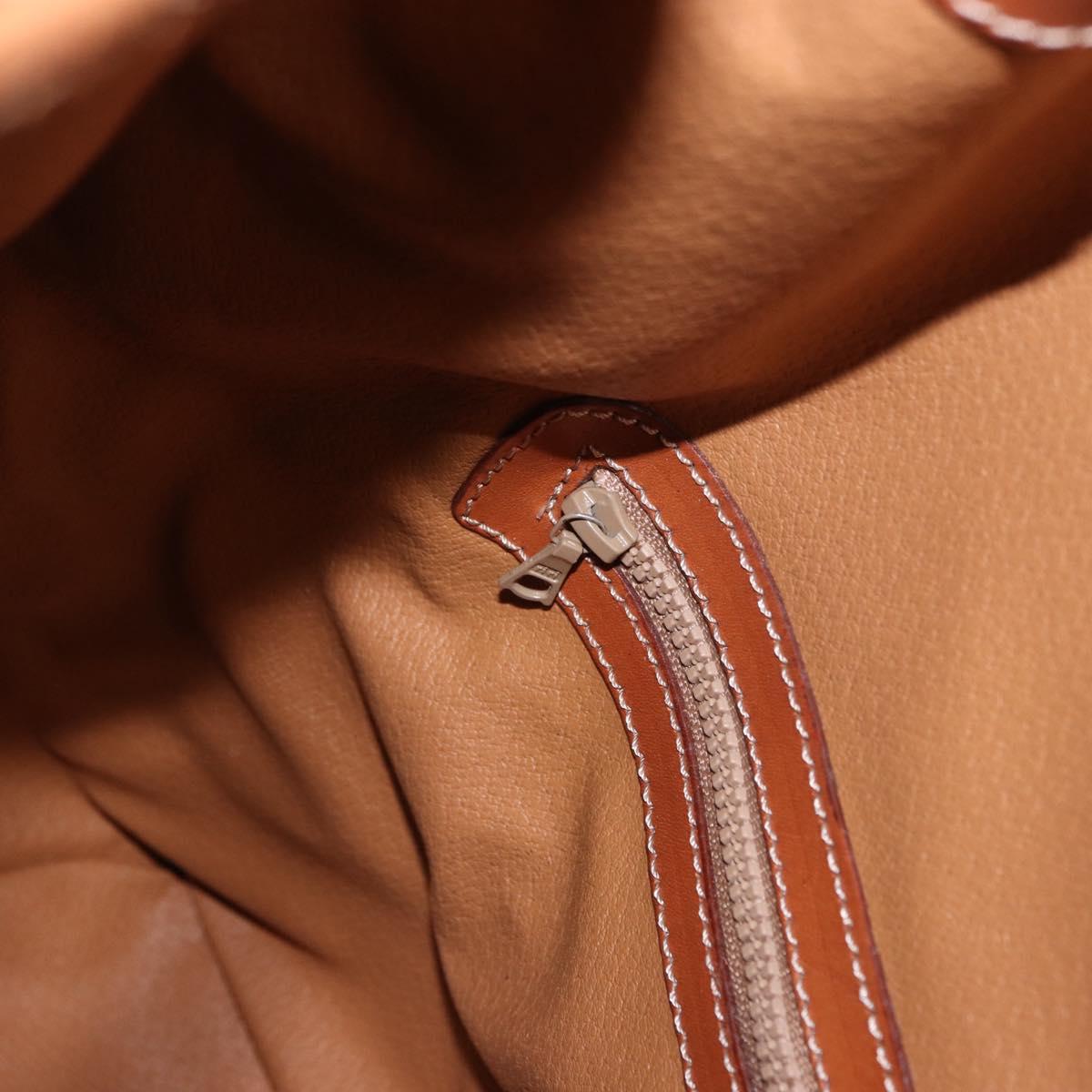 CELINE Macadam Canvas Shoulder Bag PVC Leather Brown Gold Auth 199630