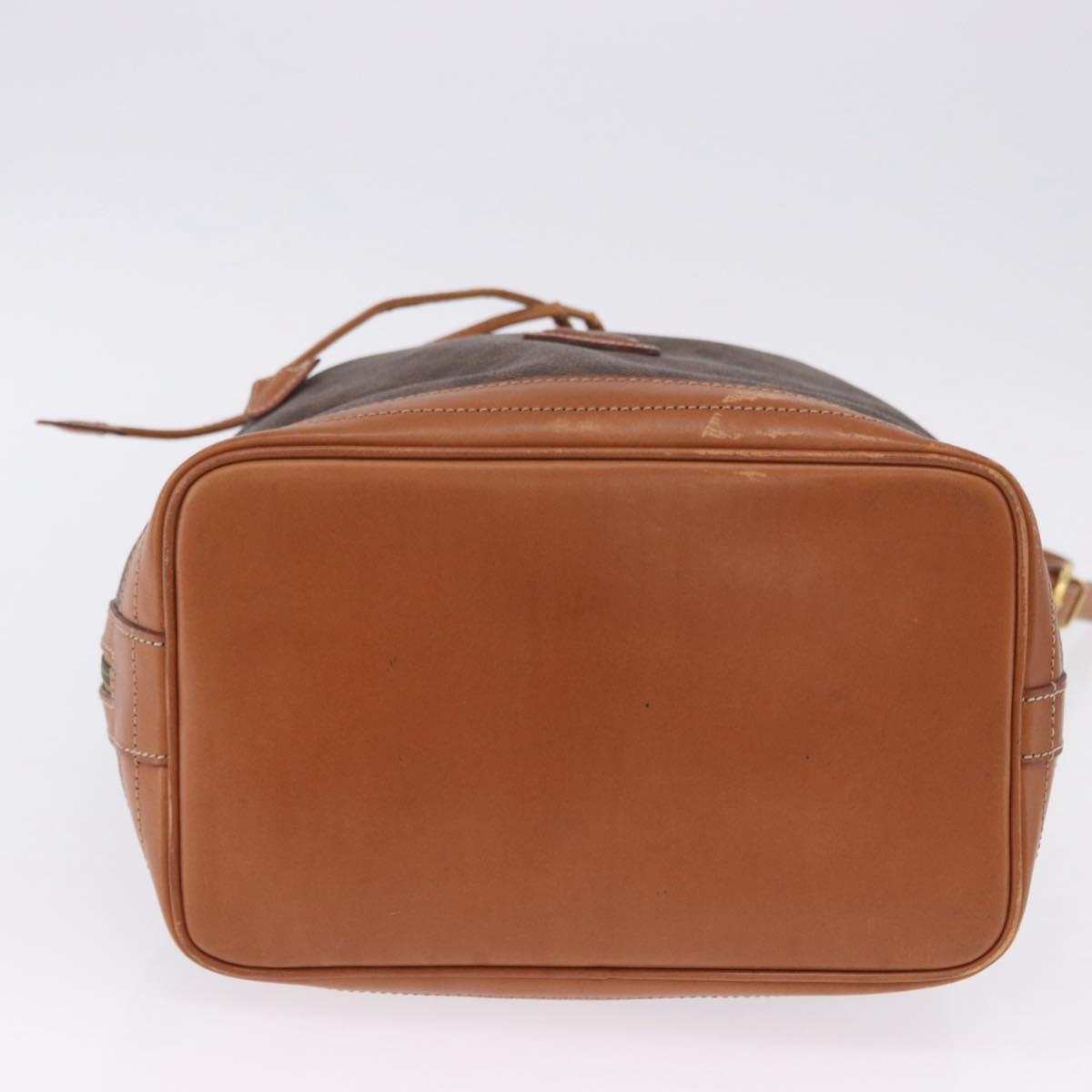CELINE Macadam Canvas Shoulder Bag PVC Leather Brown Gold Auth 199630