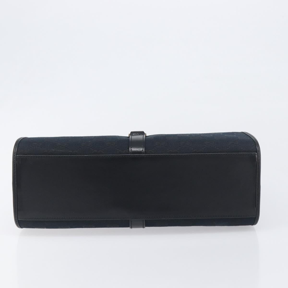 GUCCI GG Canvas Jackie Hand Bag Black Silver 002 1067 Auth 199636V