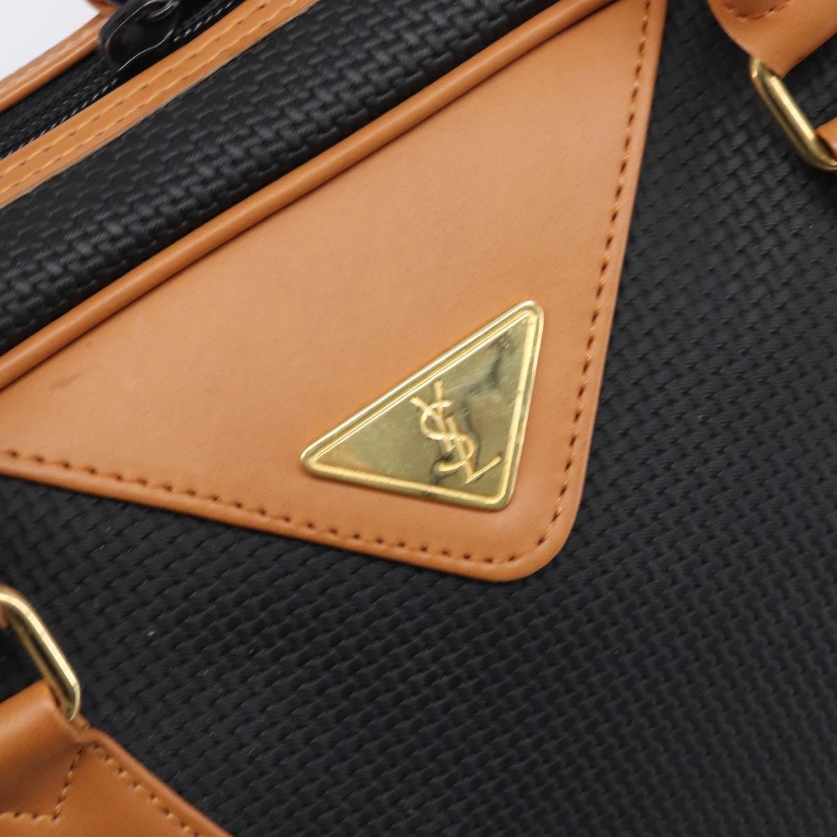 SAINT LAURENT Boston Bag PVC Canvas Black Gold Auth 199641