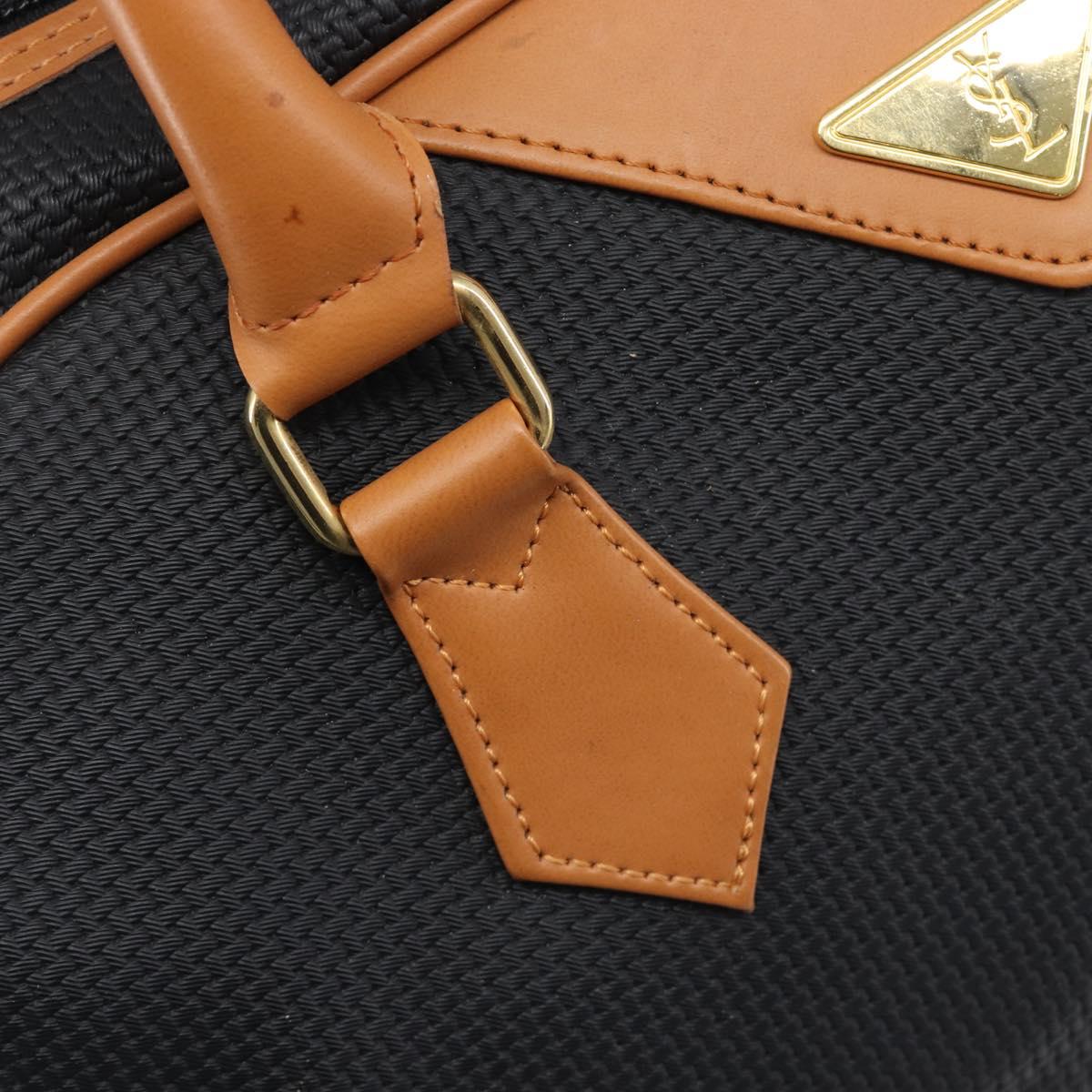 SAINT LAURENT Boston Bag PVC Canvas Black Gold Auth 199641
