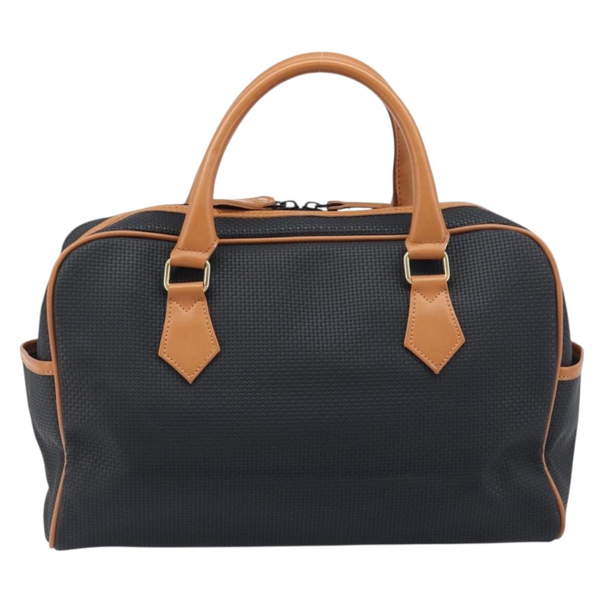 SAINT LAURENT Boston Bag PVC Canvas Black Gold Auth 199641
