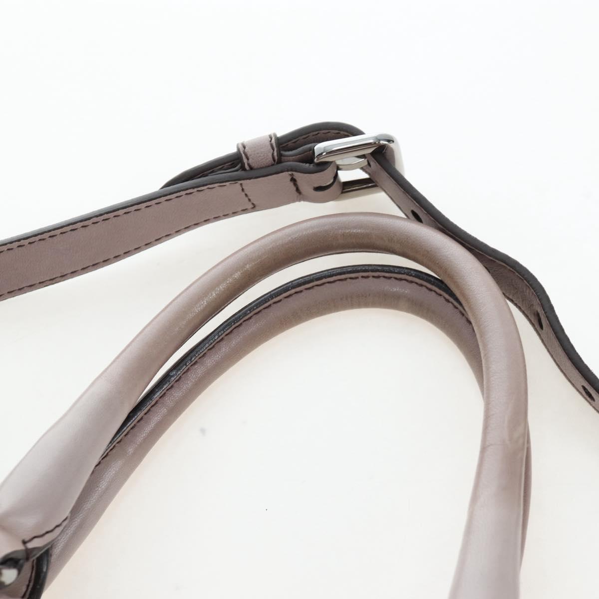 PRADA Gathered Hand Bag Leather 2way Gray Silver Auth 199643V