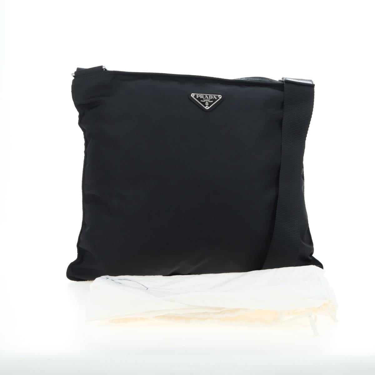 PRADA Shoulder Bag Nylon Black Silver Auth 199644V