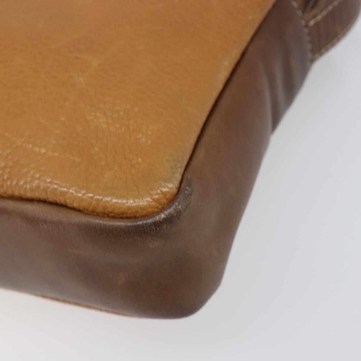 LOEWE Shoulder Bag Leather Brown Gold Auth 199645