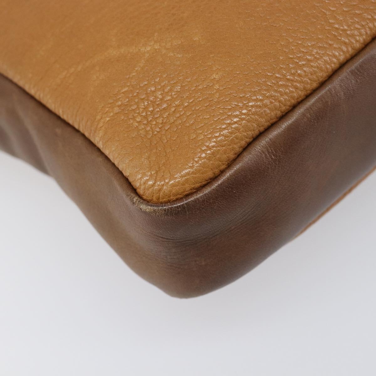 LOEWE Shoulder Bag Leather Brown Gold Auth 199645