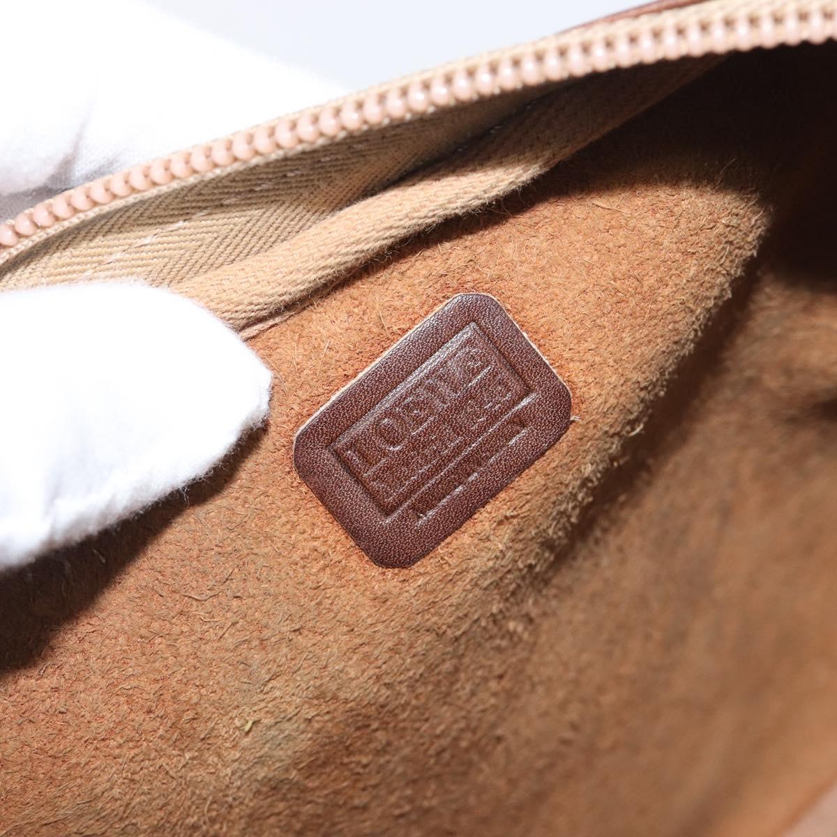 LOEWE Shoulder Bag Leather Brown Gold Auth 199645