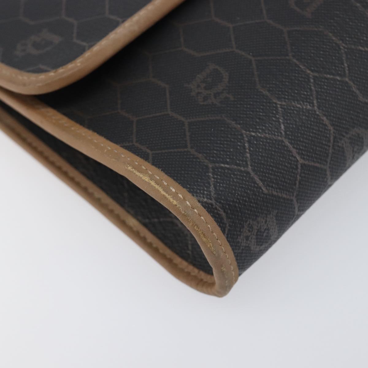 Christian Dior Honeycomb Canvas Shoulder Bag PVC Black Gold Auth 199648