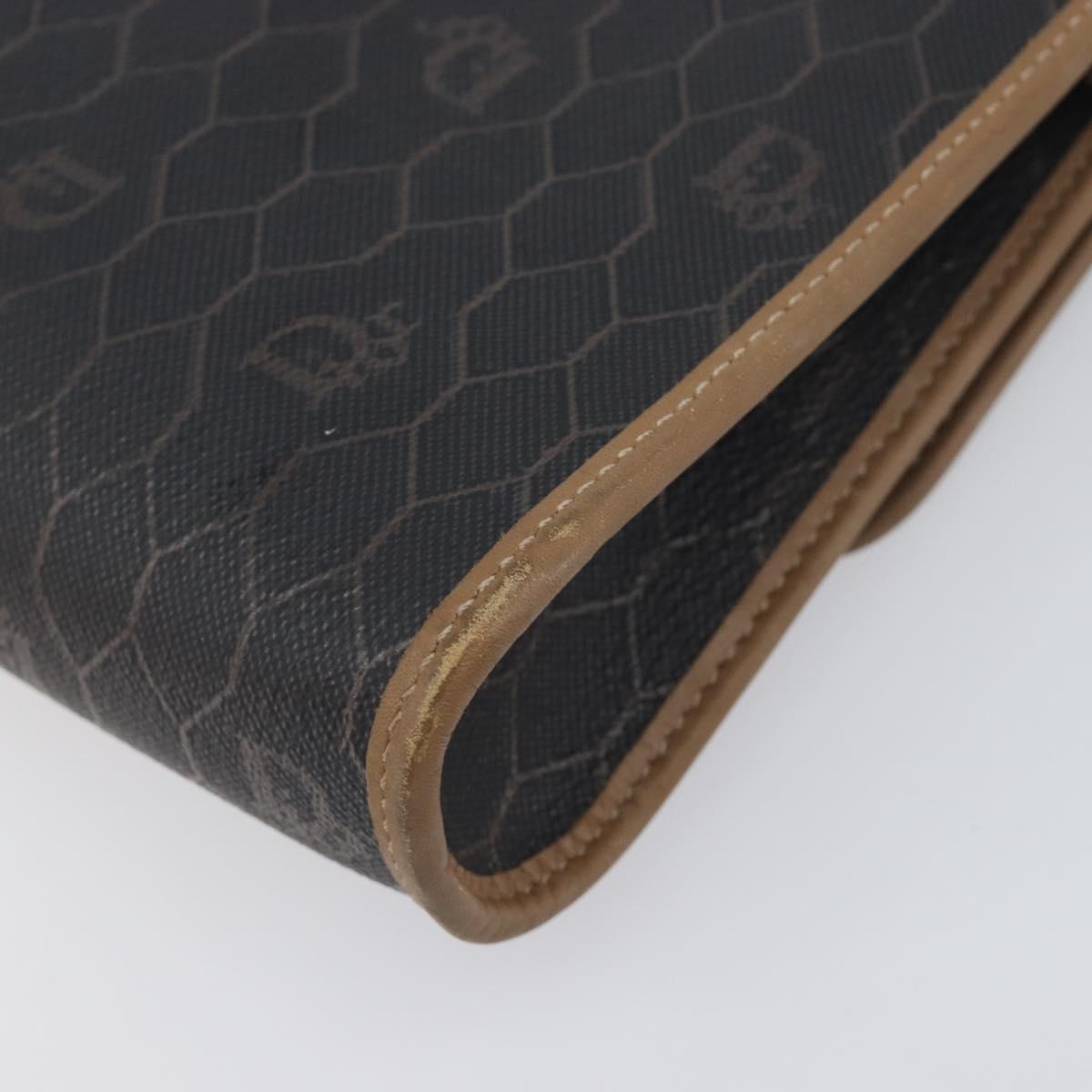 Christian Dior Honeycomb Canvas Shoulder Bag PVC Black Gold Auth 199648