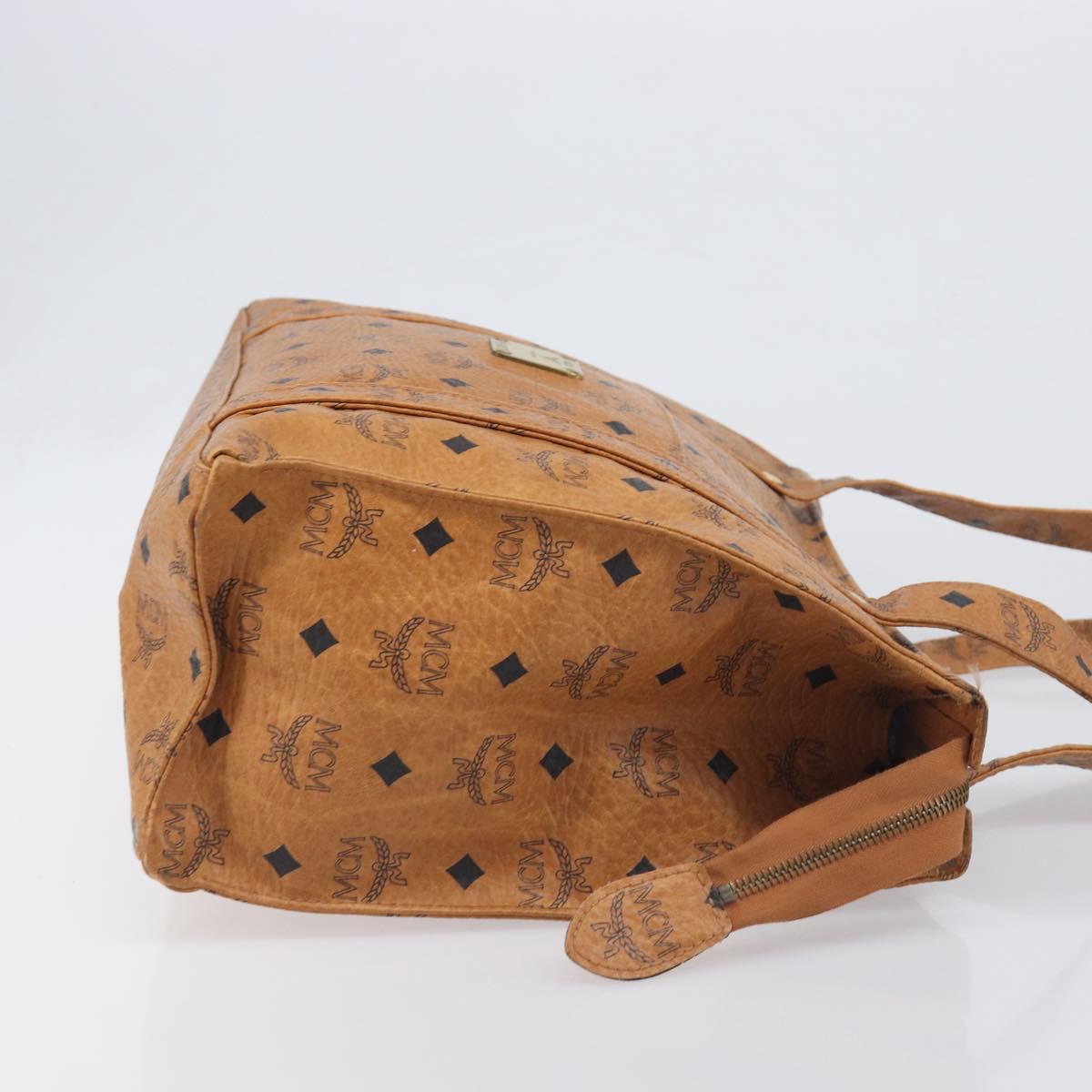 MCM Vicetos Logogram Tote Bag PVC Leather Brown Gold Auth 199649