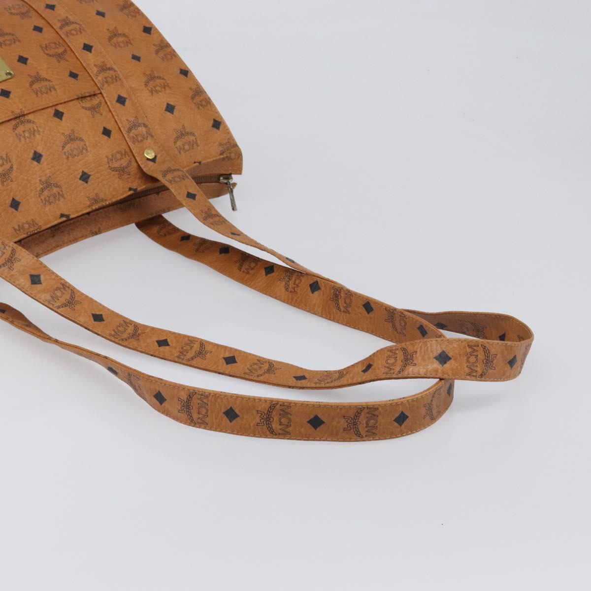 MCM Vicetos Logogram Tote Bag PVC Leather Brown Gold Auth 199649