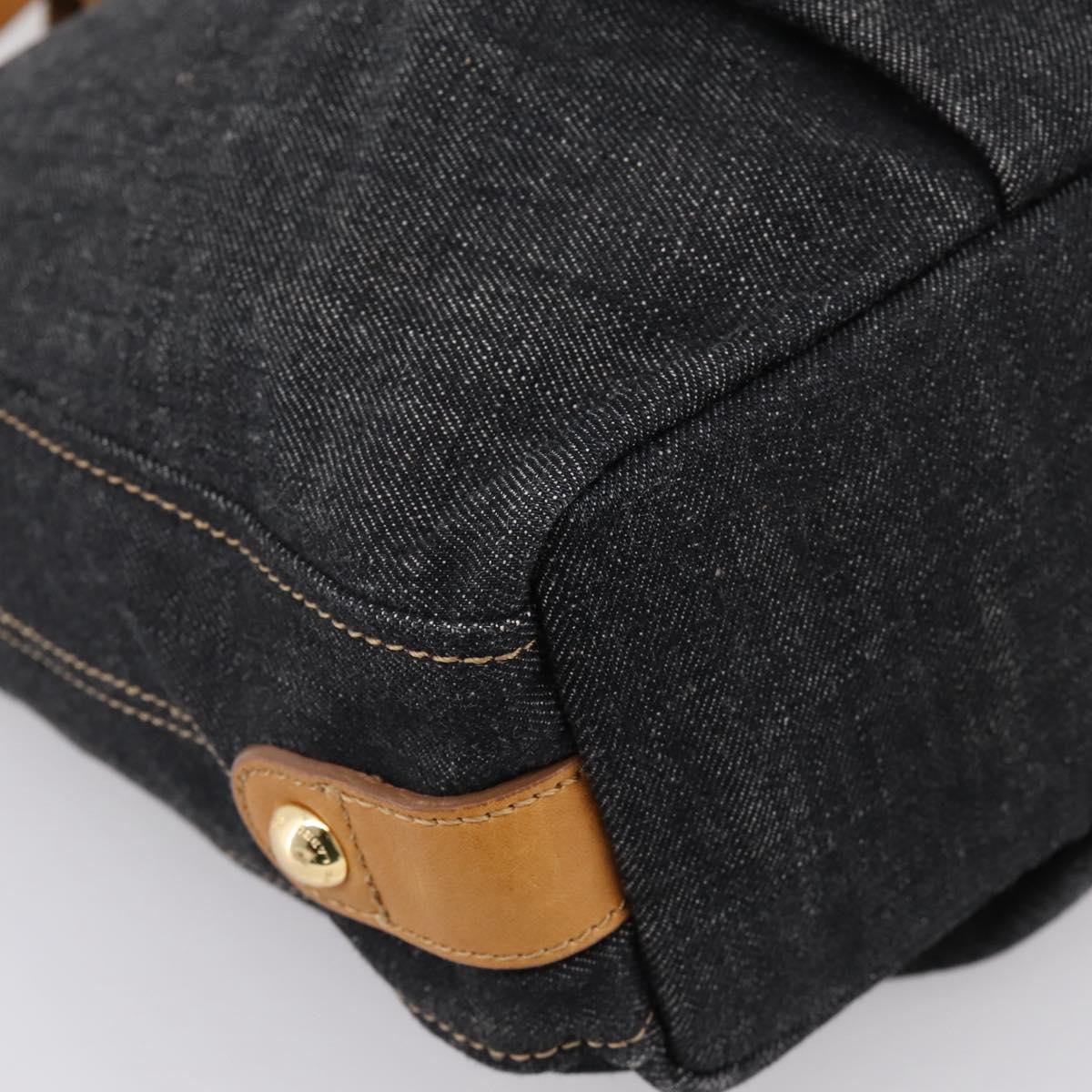 BURBERRY Blue Label Shoulder Bag Denim Navy Gold Auth 199650V