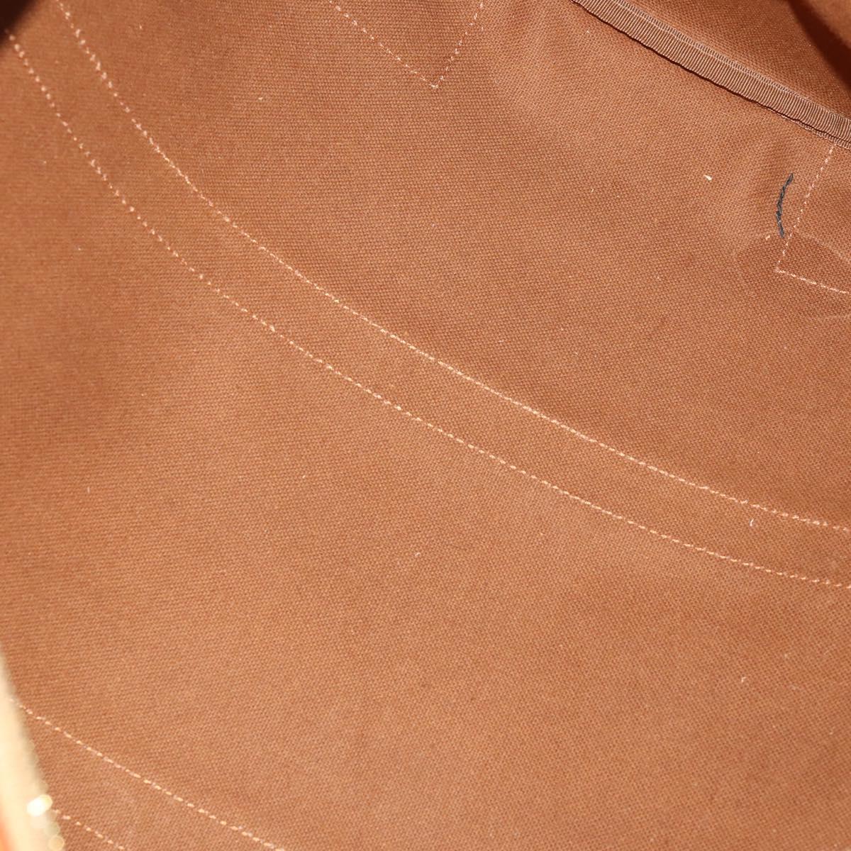 CELINE Macadam Canvas Boston Bag PVC Leather Brown Gold Auth 199652A
