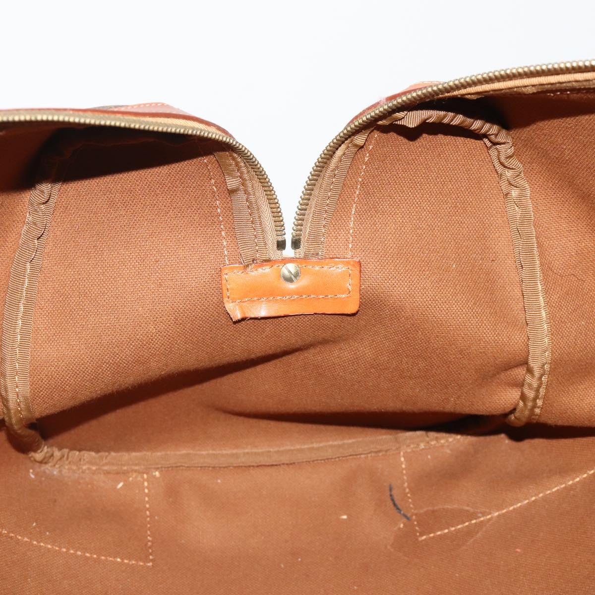 CELINE Macadam Canvas Boston Bag PVC Leather Brown Gold Auth 199652A