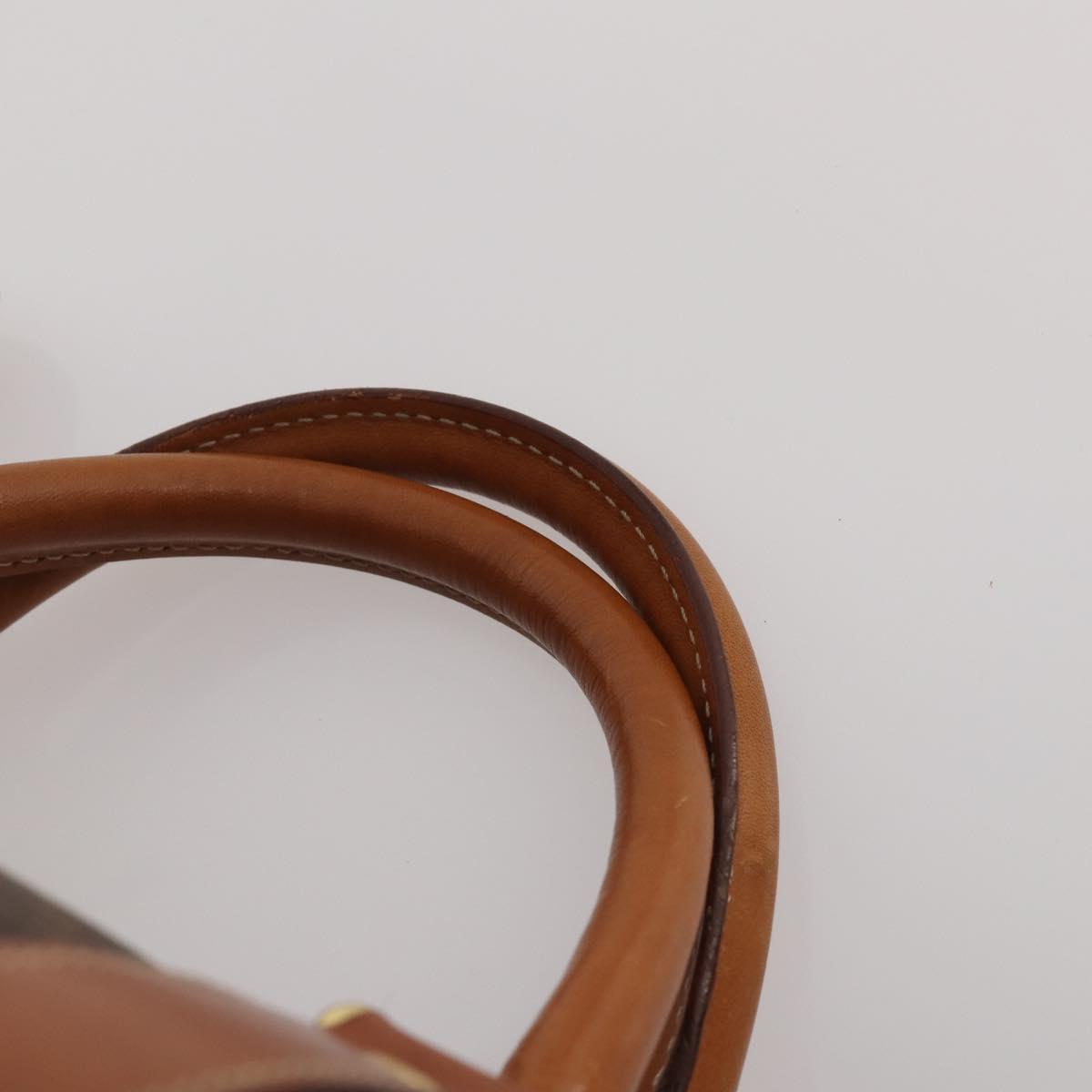 CELINE Macadam Canvas Boston Bag PVC Leather Brown Gold Auth 199652A