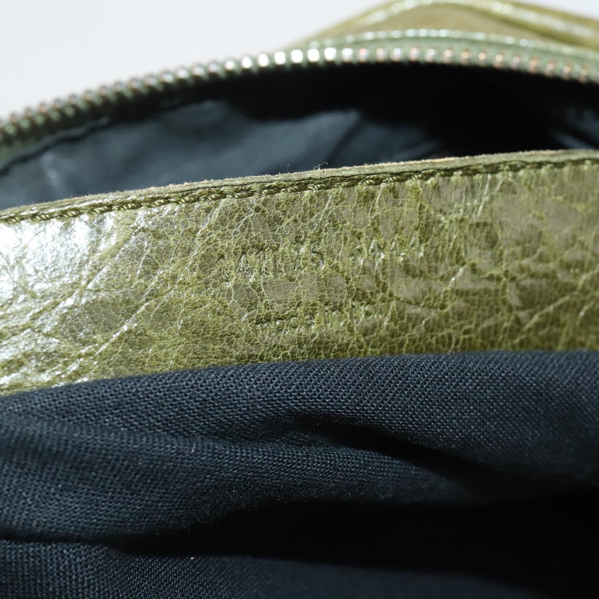 BALENCIAGA The Day Shoulder Bag Leather Green Silver 141175 Auth 199653A