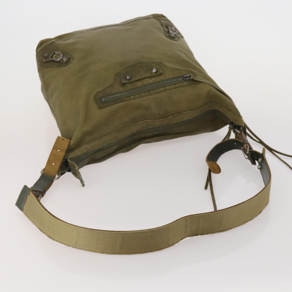 BALENCIAGA The Day Shoulder Bag Leather Green Silver 141175 Auth 199653A