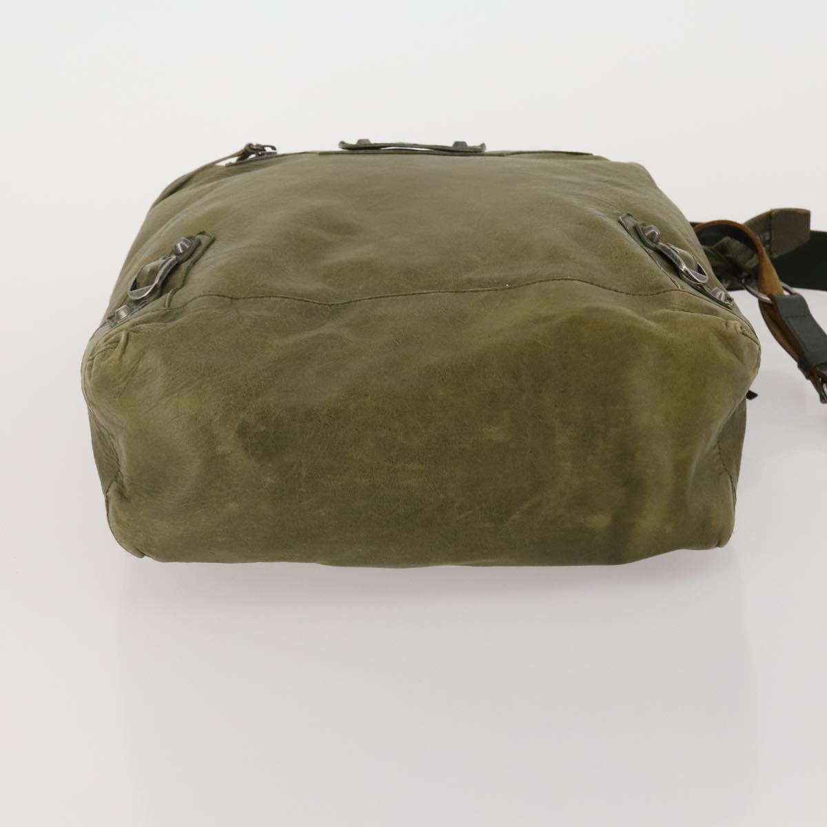 BALENCIAGA The Day Shoulder Bag Leather Green Silver 141175 Auth 199653A