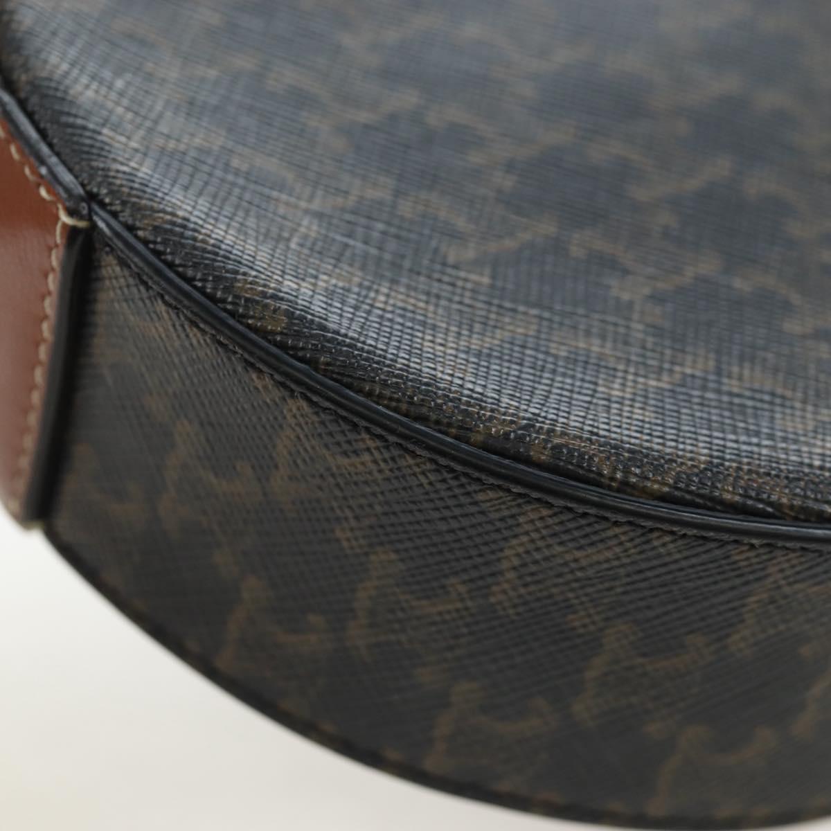 CELINE Triomphe Round Purse Shoulder Bag PVC Black Gold Auth 199654M