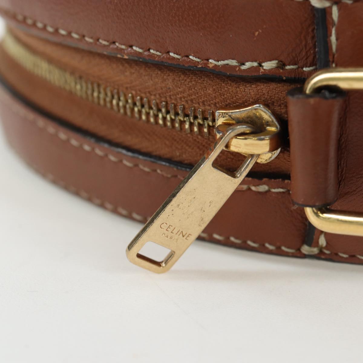 CELINE Triomphe Round Purse Shoulder Bag PVC Black Gold Auth 199654M